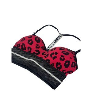Victoria’s Secret PINK Cool & Comfy Wireless Bralette – Neon Red Leopard , XS/XP